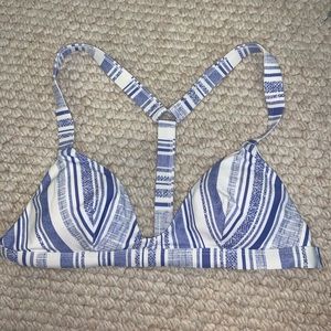 Mae blue and white bikini top